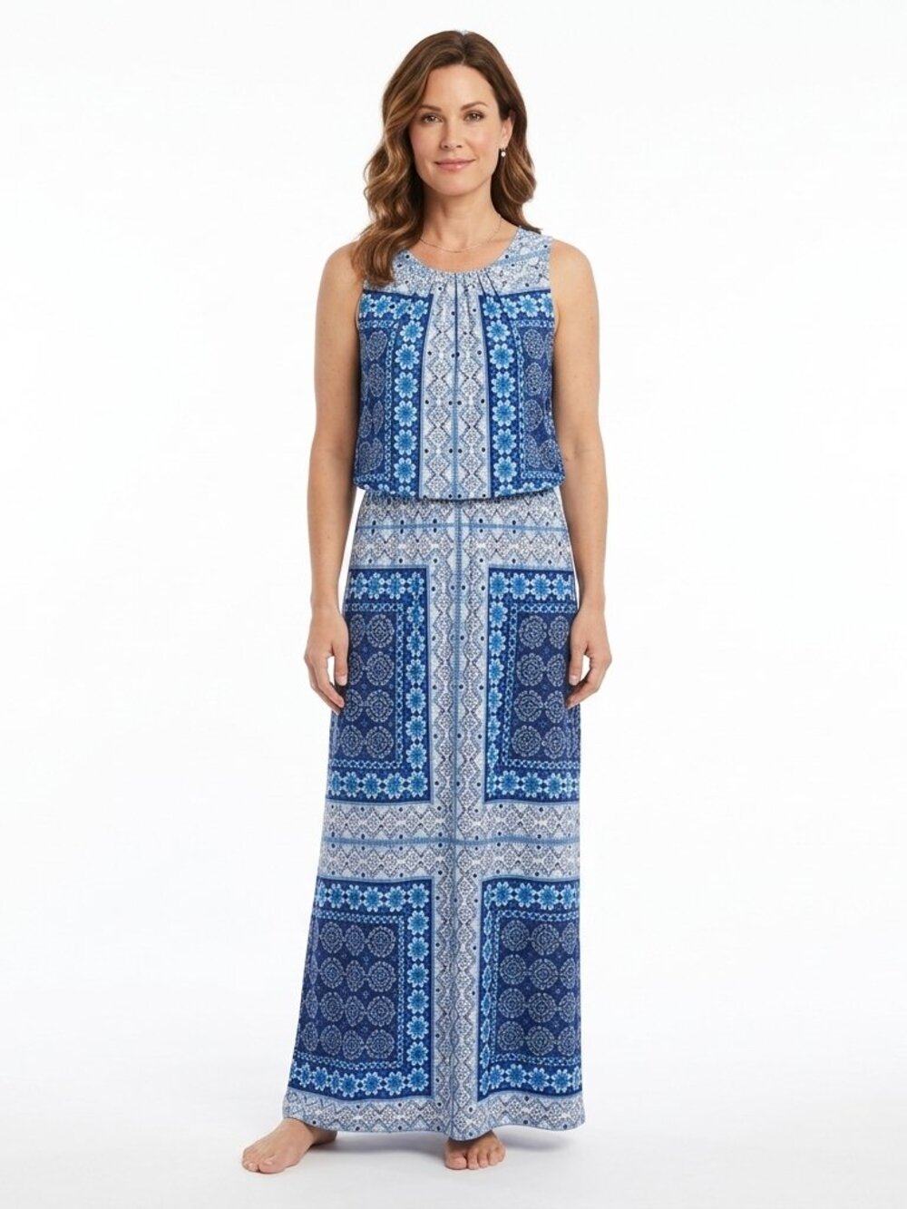 Maggy London Patchwork Print Stretch Sleeveless Maxi Dress- Sz. 10